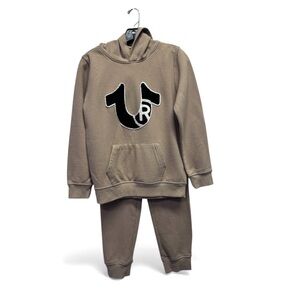 True Religion Tan Horseshoe Hoodie and Sweatpants Set Youth XL